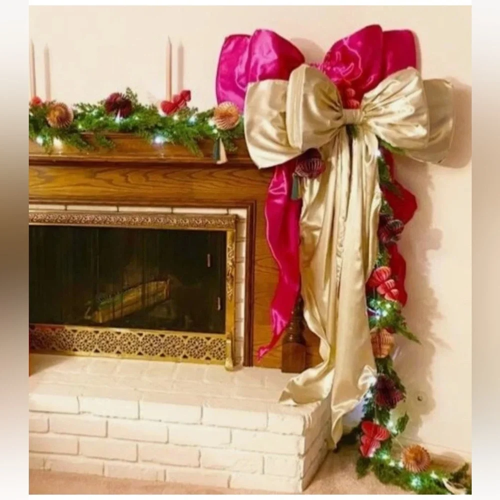 Anthropologie PINK Satin Bow Tree Topper